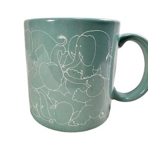 1979‎ Taylor & NG  Elephant Naughty  Mug Teal Blue Green Ceramic Made in Japan